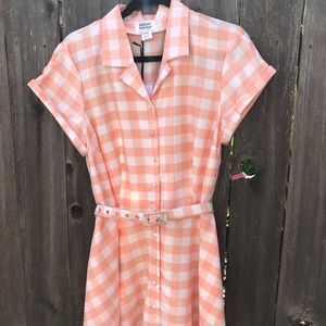 NWT Unique Vintage Peach Gingham Dress XL